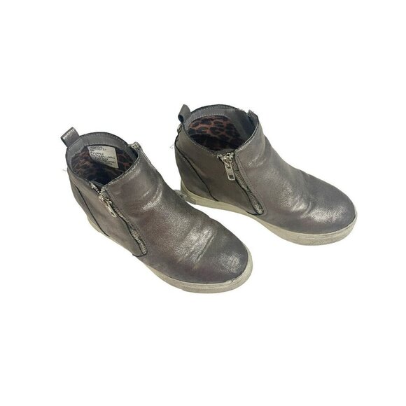 Steve Madden Wedgie Side Zipper Soft Suede leather Sneaker Gray girls boots 3 - Picture 3 of 6